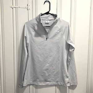 GYMSHARK Light Grey Quarter-Zip Pullover